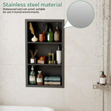 Giklux Stainless Steel Recessed Medicine Cabinet 14''*24'', Rust-Proof Metal Wall Niche, in Wall Shower Niche Shelf Insert Replacement, Recessed Medicine Cabinets for Drywall, Bathroom Storage, Black Giklux