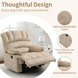 Manual Recliner Chair for Living Room, Single Sofa Recliners for Adults 350LBS, Heavy Duty Reclining Max 155 Degrees, Fabric Beige EZZUP