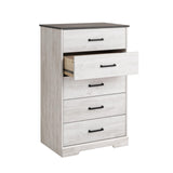Prepac Dresser for Bedroom, Chest 5 Drawers, 18.5" D x 27.5" W x 43.5" H, Washed White Prepac