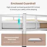 Hasuit Full Size Metal Loft Bed with Desk, LED Lights & Charging Station - Sturdy Space-Saving Bed Frame, Loft Bed Full Size Includes Safety Guard Rail & Ladder, No Box Spring Needed, Durable, White Hasuit