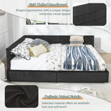 Queen Daybed with Storage Drawers, Modern Corner Tufted Velvet Upholstered Queen Size Sofa Day Bed Frame with Wooden Slats for Bedroom Guest Room Living Room, No Spring Boxes Needed, Black Antetek