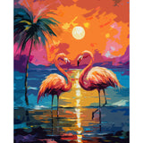 Tucocoo Pink Flamingos Paint by Number for Adults Beginner, DIY Digital Oil Painting Kits on Canvas with Brushes and Acrylic Pigment, Beach Sunset Hand-Painted for Home Decor 16x20 inch (Frameless) Tucocoo
