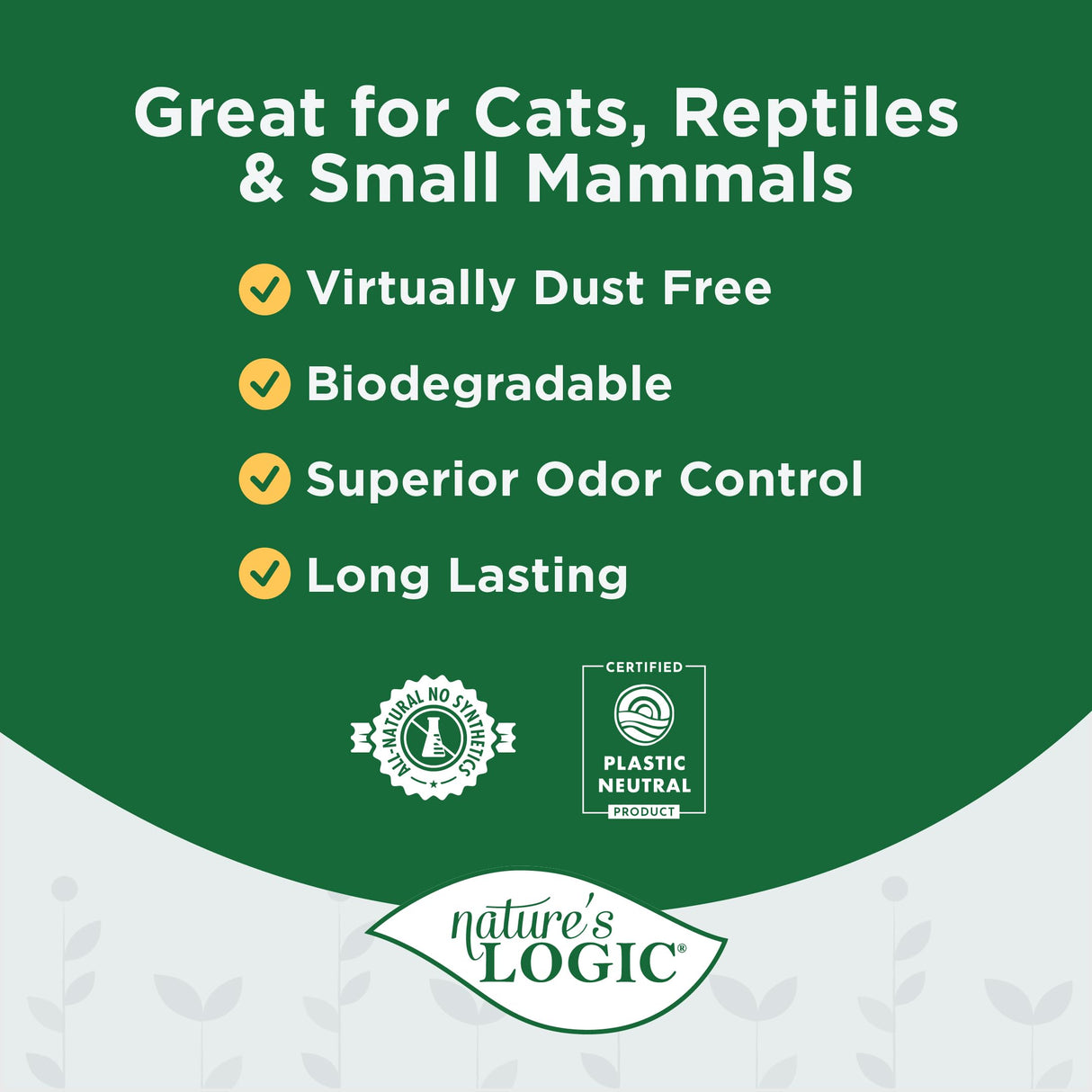 Nature's Logic 100% Natural Pine Pellet Cat Litter - 100% Ponderosa Pine, Dust-Free, Unscented, Biodegradable - Safe for Cats, Kittens, Reptiles & Small Pets - Highly Absorbent - 12 lb Bag NATURE'S LOGIC