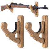 SCUNDA Wall Mount Gun Rack, Gun Rack for Wall, Wood Gun Rack for Shotguns, Rifles, Indoor Gun Wall Hanger for Home Office Storage Display, 2 Pack (Light Brown) SCUNDA