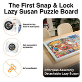 WELGEE Rotating Puzzle Board with Drawers 1000 Pieces,Upgraded Lazy Susan Spinning Jigsaw Puzzle Organizer Table (31"x 23") with Puzzle Mat, Premium ABS Plastic, Ideal Gift WELGEE
