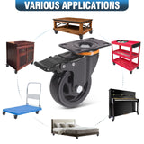 4 Inch Caster Wheels, Casters Set of 4 Heavy Duty with Brake, Polyurethane Foam No Noise Wheels, Safety Dual Locking Plate Industrial Casters, Loading 2200lbs (Two Sets Hardward Kits) ENYKE