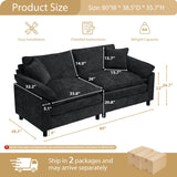 Oversize Loveseat Sofa Couch, 79'' Chenille Deep Seat Cloud Couch with Pillows and Cushion, Two Seater Comfy Love Seat for Living Room Bedroom Office,Black DecoraFlex