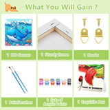 Reivworl Dolphin Paint by Numbers Kit for Kids, Dolphin Paint by Number with Frame and Easel, Paint by Number Kids Age 5-8-12 for Gifts and Decor (8X8 Inch) Reivworl