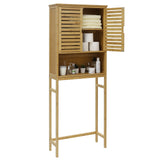 Bamboo Over-The-Toilet Storage Cabinet with Doors and Adjustable Shelves by MUPATER MUPATER