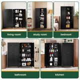 Letaya Black Storage Cabinet with Feets-Metal Home Kitchen Pantry Cabinets with Doors and Adjustable Shelves,Organization Locker for Cupboard/Bedroom/Dining/Living/Bathroom/Office/Garage Room (Black) Letaya