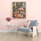 Tiger Lounging on Armchair Paint by Number Cute Animal Retro Painting DIY Painting on Canvas with Brushes Acrylic Paints Paint by Numbers for Adults and Beginner DIY Kit 16x20 Inch (without Frame) XTXGERL
