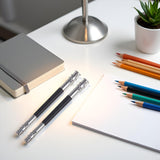 Sluswallow 2 Pcs Useful Stainless Steel Dual Head Pencil Extender Holder Double-Headed Pencil Stationery Accessories for Stationery Desk Supplies Holders and Dispensers Sluswallow