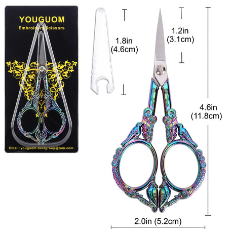 YOUGUOM Sewing Embroidery Scissors – Small Vintage Sharp Detail Shears for Craft, Artwork, Needlework Yarn, Handicraft DIY Tool, Thread Snips, 4.6in Rainbow Bird Style YOUGUOM