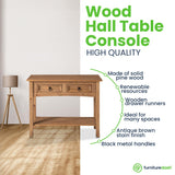 Furniture Dash Solid Wood Console Table Corona with 2 Drawers 34.49" W, 12.64" D, 28.82" H - Farmhouse Entryway Table with Storage Shelf, Tables for Living Room, Hallway Foyer for Office & Bedroom Furniture Dash