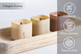 Set of 3 Scented Soy Candles Gift Set | Nature's Bloom Collection | 3 Scented Candles - Gardenia, Hilton Garden, and Rose & Oud | Crackling Wood Wick | Clean Burn | 50+HR Burn Time, 9.8oz Each Lumi Brand