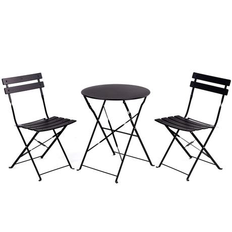 Grand patio Premium Frame Patio Bistro Set, Folding Outdoor Patio Furniture Sets, 3-Piece Patio Set of Folding Patio Table and Chairs, Black Grand patio