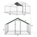 Chicken Coop Large Metal Chicken Run for Yard Chicken Pen/Cage Outdoor Walk-in Chicken House Heavy Duty Poultry Cage with Waterproof and Anti-UV Cover WoodArtSupply