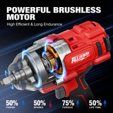 Alloyman Cordless Impact Wrench, 1475Ft-lbs (2000N.m) 1/2 High Torque Brushless Impact Gun, 20V Power Impact Driver, 4000mAh Battery,3 Sockets, Brushless Motor Variable Speeds for Car/Truck RV/Mower Alloyman