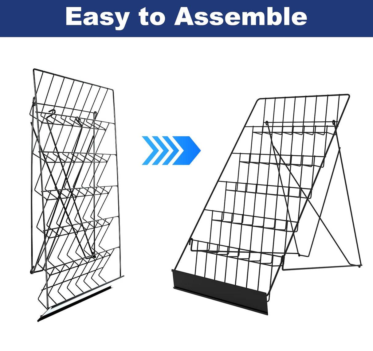 Suuiwau 6 Tier Wire Countertop Rack,18" Wide Metal Book Display Rack Magazine Rack with Sign Channel,Foldable Retail Vendor Booth Display Stand for Greeting Card,Brochure,Art Print,CD,Craft,Comic Suuiwau
