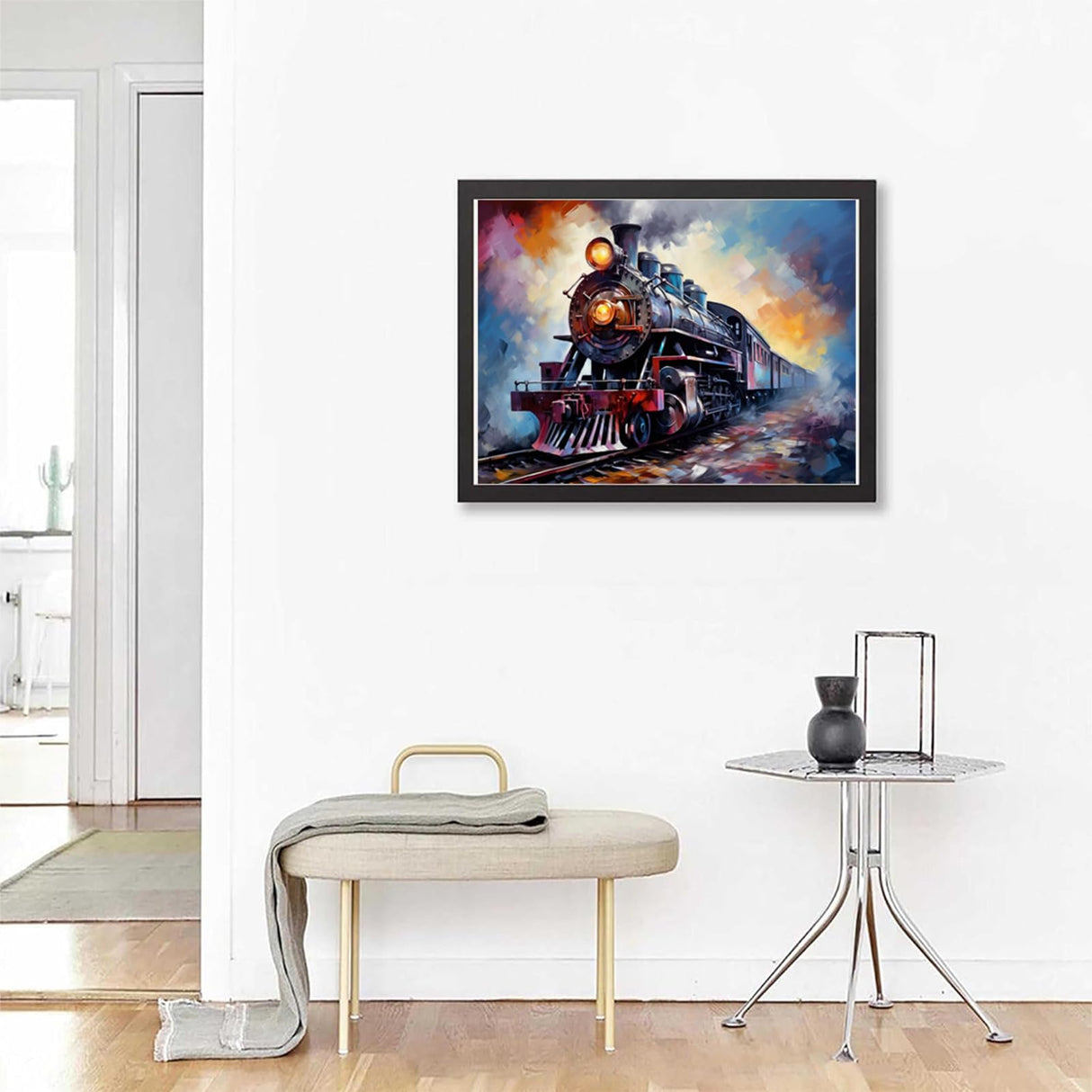 JXAVAXDE 5D Diamond Art Painting Kits by Number for Adults Steam Locomotive Train Diamond Art Full Round Drill Crystal Rhinestone Embroidery Cross Stitch Craft Kits for Home Wall Decor Kits 30x40cm JXAVAXDE