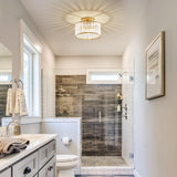 VIOLOEMI Crystal Gold Semi Flush Mount Ceiling Light Modern Hallway Light Fixture Metal Close to Ceiling Lamp for Kitchen Living Room Bathroom Entryway Bedroom(10.63 inch) VIOLOEMI