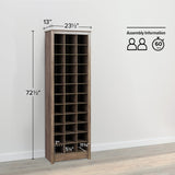 Prepac Elegant Gray Shoe Storage Cabinet, Space-Saving Solution with Cubbies for 36 Pairs, 13"D x 23.5" W x 72.5" H Prepac