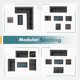 Incbruce 8-Piece Patio Furniture Set with Fire Pit Table, PE Black Brown Wicker Rattan Outdoor Sectional Couch, Patio Conversation Set with Glass Table and Removable Cushions (Grey) Incbruce