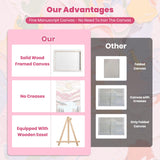 4 Pack Paint by Numbers Kits for Adults Beginners Framed Canvas, Adult Paint by Number Kit with Wooden Easel, Sunset Lake Mountains Easy Painting by Numbers for Adults Framed Crafts 8x12inch Genius maker