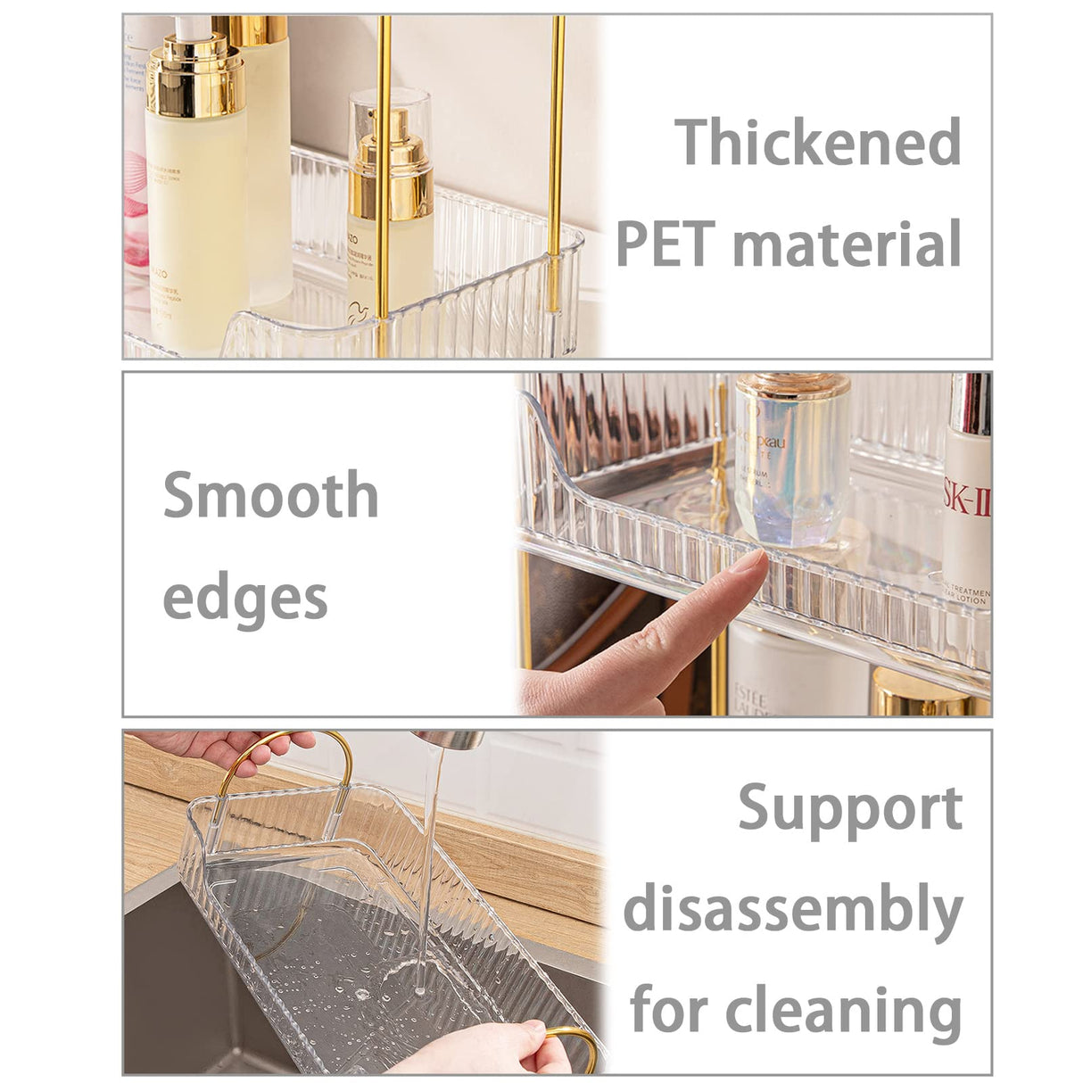 Shuang Qing 2 Tier Clear Countertop Storage - Bathroom & Kitchen Organizer, Cosmetics & Makeup Shelf, Spice Rack shuang qing