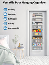 JARLINK Over The Door Organizer Storage, 5 Shelf Hanging Door Organizer with 5 Large Capacity Pockets, Anti Tilt 44 lb Load Behind Door Organizer for Bedroom, Bathroom, Pantry, Nursery, (Grey) JARLINK
