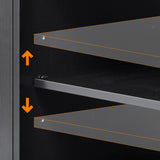 XD Designs 46.5'' Farmhouse Kitchen Island with Power Outlet and Drop Leaf, Wood Rolling Kitchen Cart on Wheels with 3 Doors, 3 Drawers, Drape of Beads and Internal Iron Shelf (Black-3.19) XD Designs