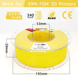 YXPOLYER PLA+ Filament Food Safe PLA Plus Food-Grade 1.75mm 3D Printing Filament 1kg 2.2lbs with PC Reusable Spool fit AMS System and Most FDM 3D Printers, Yellow yxpolyer