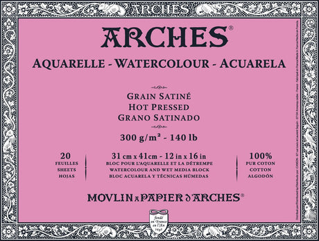 Arches Watercolor Block, Hot Press 12"X16" Arches