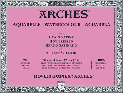 Arches Watercolor Block, Hot Press 12"X16"