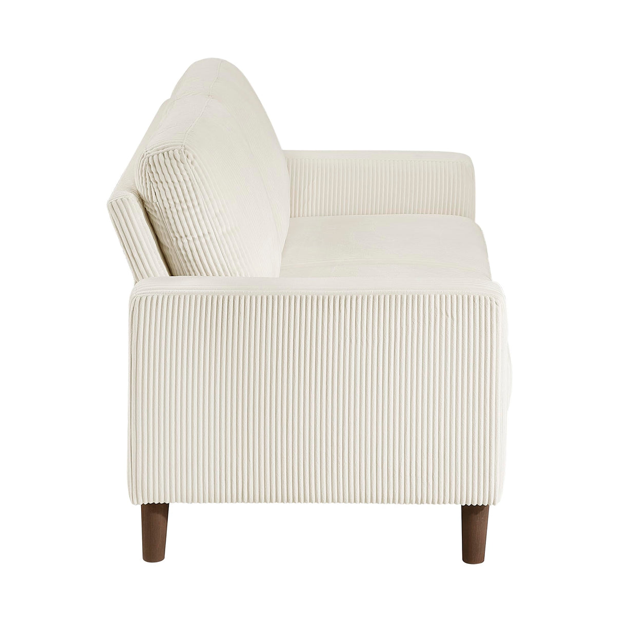 Lexicon Modern Loveseat, Corduroy Fabric Upholstered Loveseat Sofa, Small Couch with Brown Legs, Track Arms, Comfy Couch for Living Room/Bedroom/Apartment, 2-Seater, Beige Lexicon