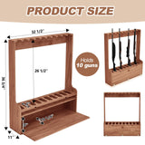 Soaoo Gun Rack, Ten Gun Wooden Standing Floor Gun Display Rack, Gun Display Rack with Storage Compartment for Home or Garage Safe Hunting Gun Storage(Walnut) Soaoo