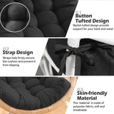 MQK Thick Egg Chair Cushion Replacement, Button Tufted Outdoor Swing Chair Cushion with High Elasticity PP Cotton and Skin-Friendly Fabric, Hanging Cushion for Patio Porch Furniture (Only Cushion) MQK