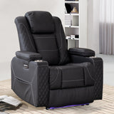 Generic SENIFIS Power Recliner Chair, Home Theater Seating Movie Theater Chairs with Adjustable Headrest, Reclining Chair for Living Room with LED Light, USB Port, Storage Armrest (Black) Generic