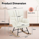 Simple Deluxe Nursery Rocking Chairs, Teddy Upholstered Glider Recliner Rocking Chair with High Backrest Armchair, Comfy Reading Small Accent Side Chair for Nursing, Living Room, Bedroom, White Simple Deluxe