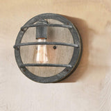 DAYCENT Farmhouse Sconces Wall Lighting Weathered Wood Wall Sconce Rustic Flush Mount Stained Finish DAYCENT