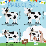 Redbaker 3 Pcs Cow Wooden Table Decor Christmas Tiered Tray Decor Farmhouse Tabletop Block Sign Rustic Wood Centerpieces Decorations for Xmas Home Office Table Shelf Decor Redbaker