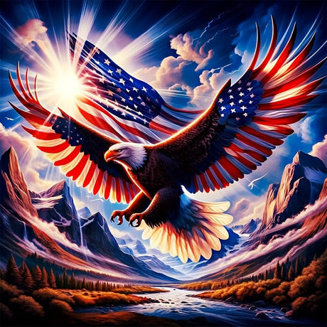 4th of July Diamond Art Painting Kits for Adults, Patriotic 5D Diamond Painting Dots Art Kits for Adults Beginner, Easy DIY Crystal Full Round Gem Art Paint by Diamond, Home Wall Decor 14 x 14 in BYGFHLYW