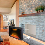 Valuxhome 43 Inches Electric Fireplace Heater Insert with Overheating Protection, Fire Crackling Sound, Remote Control, Thermostat, 750/1500W, Black Valuxhome