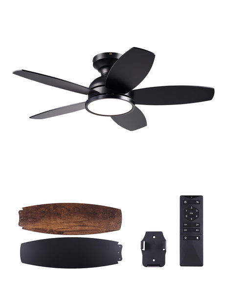 VONLUCE Ceiling Fans with Lights, 36 Inch Ceiling Fan and Remote, Full-spectrum LED Light, 3CCT, 6-Speeds Noiseless Reversible DC Motor, Modern Ceiling Fan for Bedroom Living Room Farmhouse, Black VONLUCE