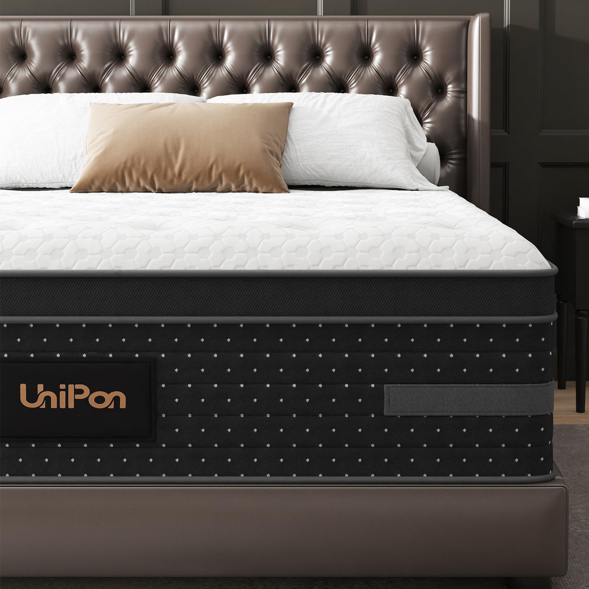 UniPon Queen Mattress 10 Inch Firm Hybrid Mattress in a Box Couples Motion Isolation with Extra Lumbar & Shoulder Support for Pain Relief, Hotel Collection- Fiberglass Free - 365 Night Trial UniPon