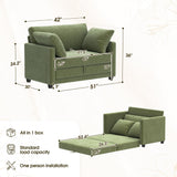 51" Convertible Loveseat Sofa Bed, 2 in1 Folding Sofa Bed, Loveseat Sleeper Sofa for Small Spaces, Fold Out Floor Couch with 2 Pillows for Apartment, Living Room & Guest Room, Green Chenille Fabric Myroyalsit