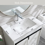 30" Farmhouse Bathroom Vanity with Sink, Bathroom Vanity w/Sliding Barn Door, Modern Bathroom Cabinet w/3 Drawers & Adjustable Shelves,Floor Standing Bathroom Vanity w/Metal Handle, White Aitjunz