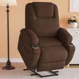 Flamaker Power Lift Chair Massage Recliner Chairs for Elderly - Ergonomic Design with Cup Holders & Side Pockets, Remote Control (Brown) Flamaker