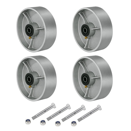 LONGRUNFORU 6" x 2" Industrial Casters, Steel Cast Iron Wheel - Heavy Duty Caster -Set of 4 Caster with 5000 lbs Capacity, Roller Bearing-1/2 Bore, Replacement Wheel for Platform Trucks(4 Pack) LONGRUNFORU