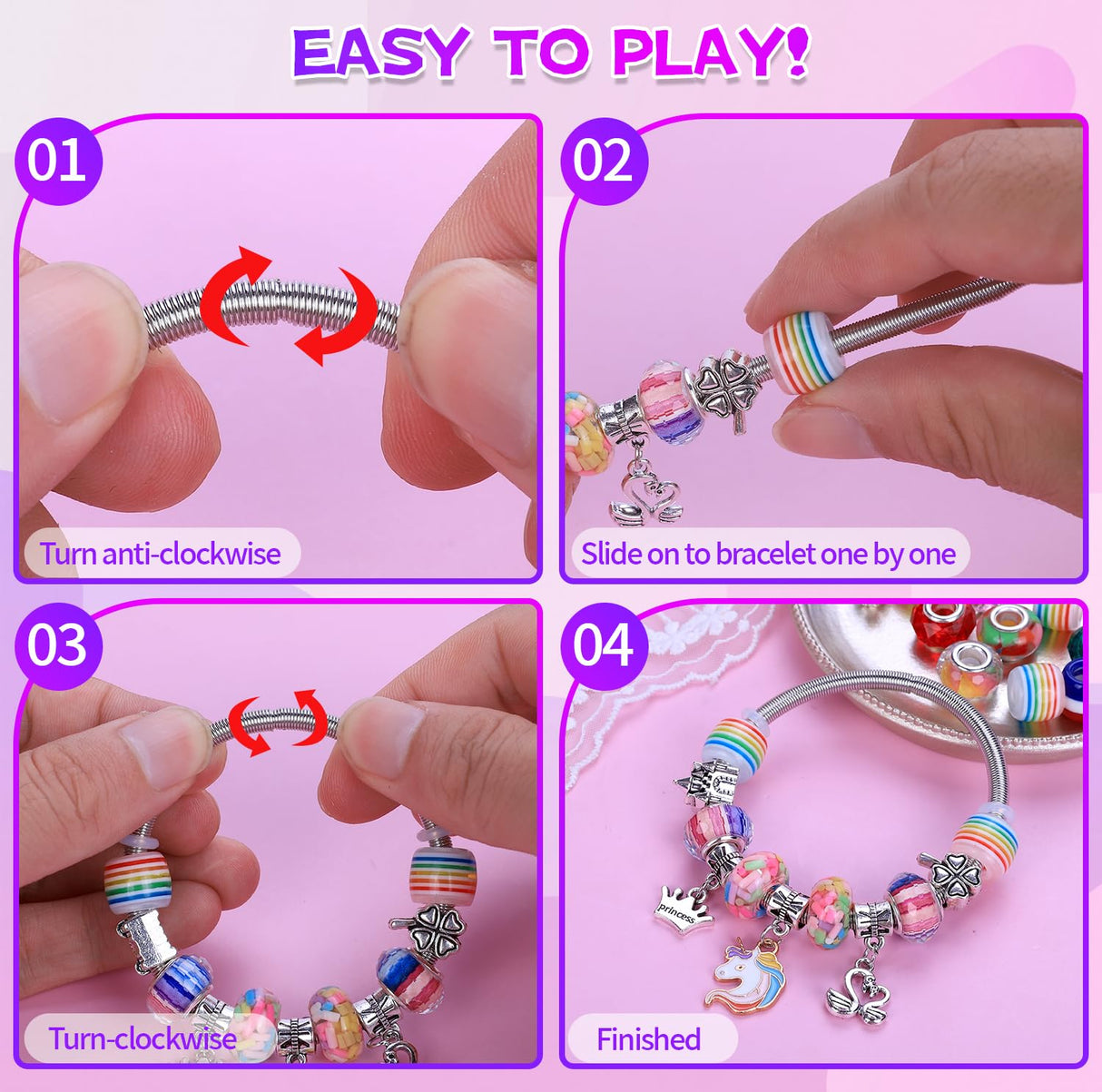 VICTLOV Charm Bracelet Making Kit, DIY Craft for Girls, Unicorn/Mermaid Crafts Gifts Set for Arts and Crafts for Girls Teens Ages 5-12 VICTLOV